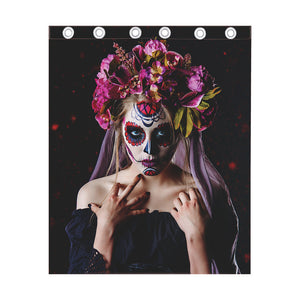 Calavera Girl Day of The Dead Print Curtain