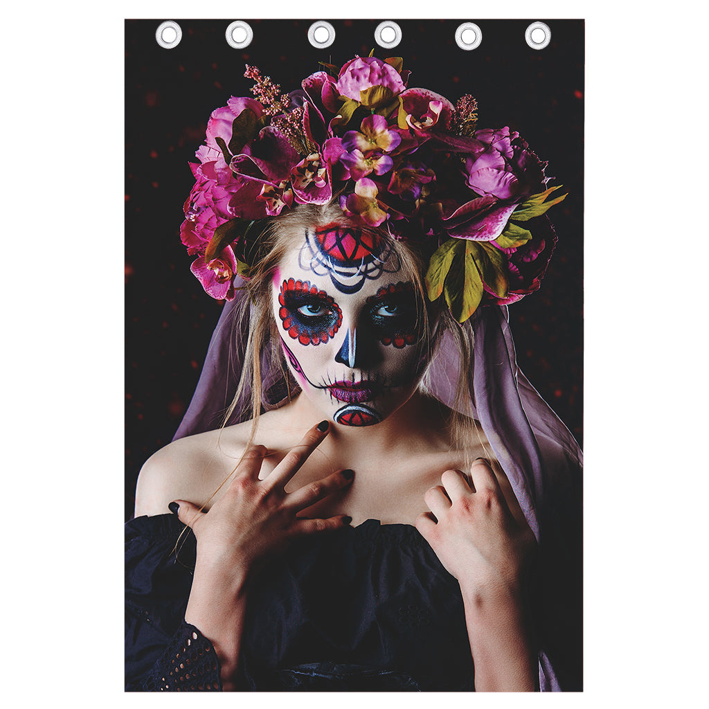 Calavera Girl Day of The Dead Print Curtain