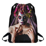 Calavera Girl Day of The Dead Print Drawstring Backpack
