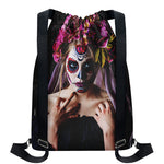 Calavera Girl Day of The Dead Print Drawstring Backpack