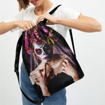 Calavera Girl Day of The Dead Print Drawstring Backpack