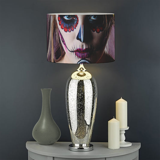 Calavera Girl Day of The Dead Print Drum Lamp Shade