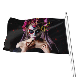 Calavera Girl Day of The Dead Print Flag