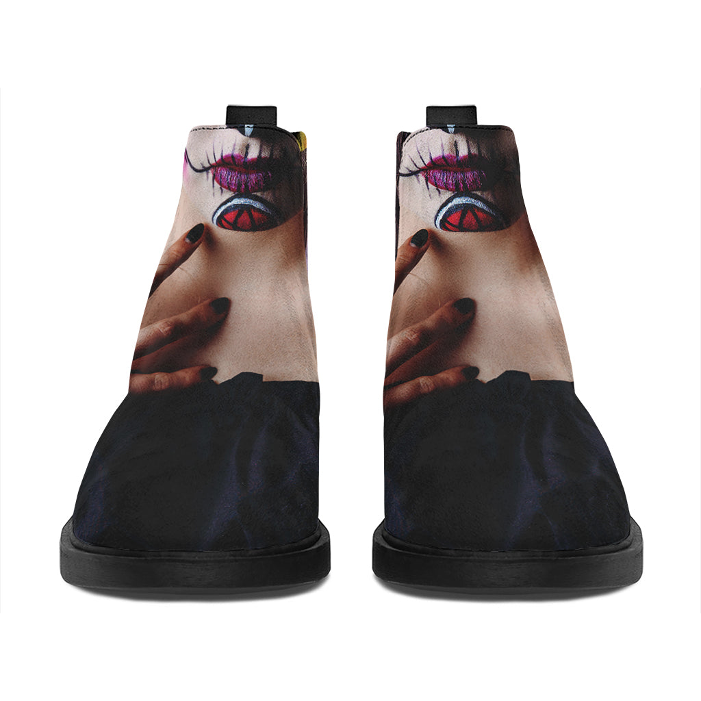 Calavera Girl Day of The Dead Print Flat Ankle Boots
