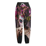 Calavera Girl Day of The Dead Print Fleece Lined Knit Pants