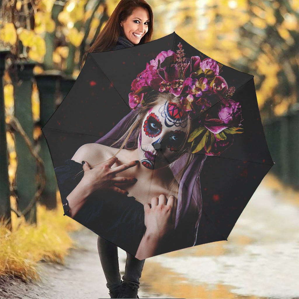 Calavera Girl Day of The Dead Print Foldable Umbrella