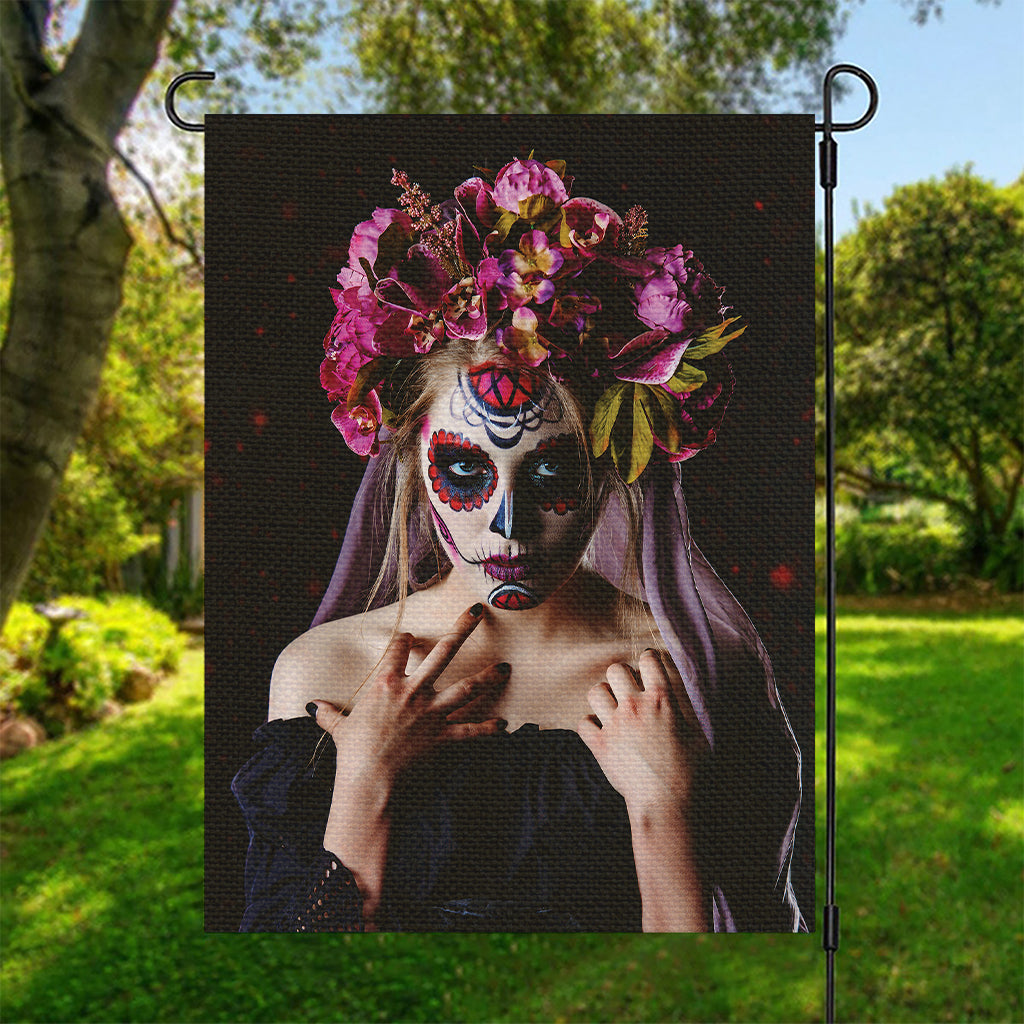 Calavera Girl Day of The Dead Print Garden Flag