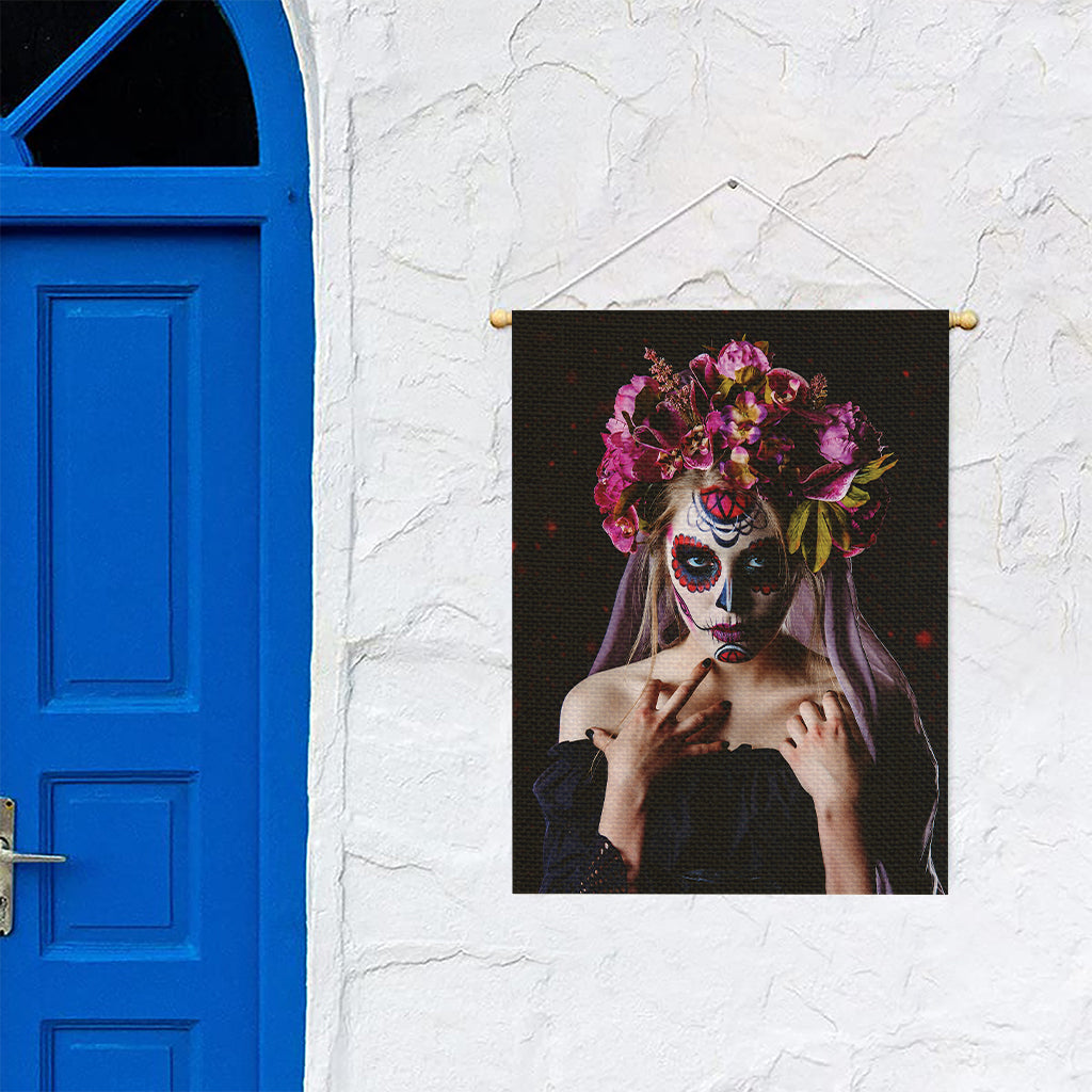 Calavera Girl Day of The Dead Print Garden Flag