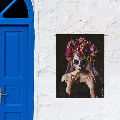 Calavera Girl Day of The Dead Print Garden Flag