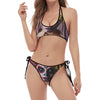 Calavera Girl Day of The Dead Print Halter Scoop Tie Side Bikini