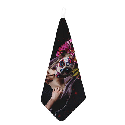 Calavera Girl Day of The Dead Print Hand Towel