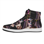 Calavera Girl Day of The Dead Print High Top Leather Sneakers