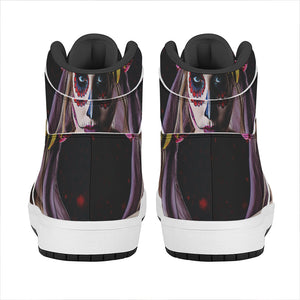 Calavera Girl Day of The Dead Print High Top Leather Sneakers