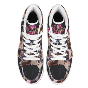 Calavera Girl Day of The Dead Print High Top Leather Sneakers