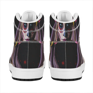 Calavera Girl Day of The Dead Print High Top Leather Sneakers