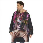 Calavera Girl Day of The Dead Print Hoodie Blanket