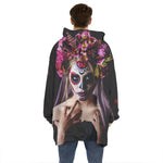 Calavera Girl Day of The Dead Print Hoodie Blanket