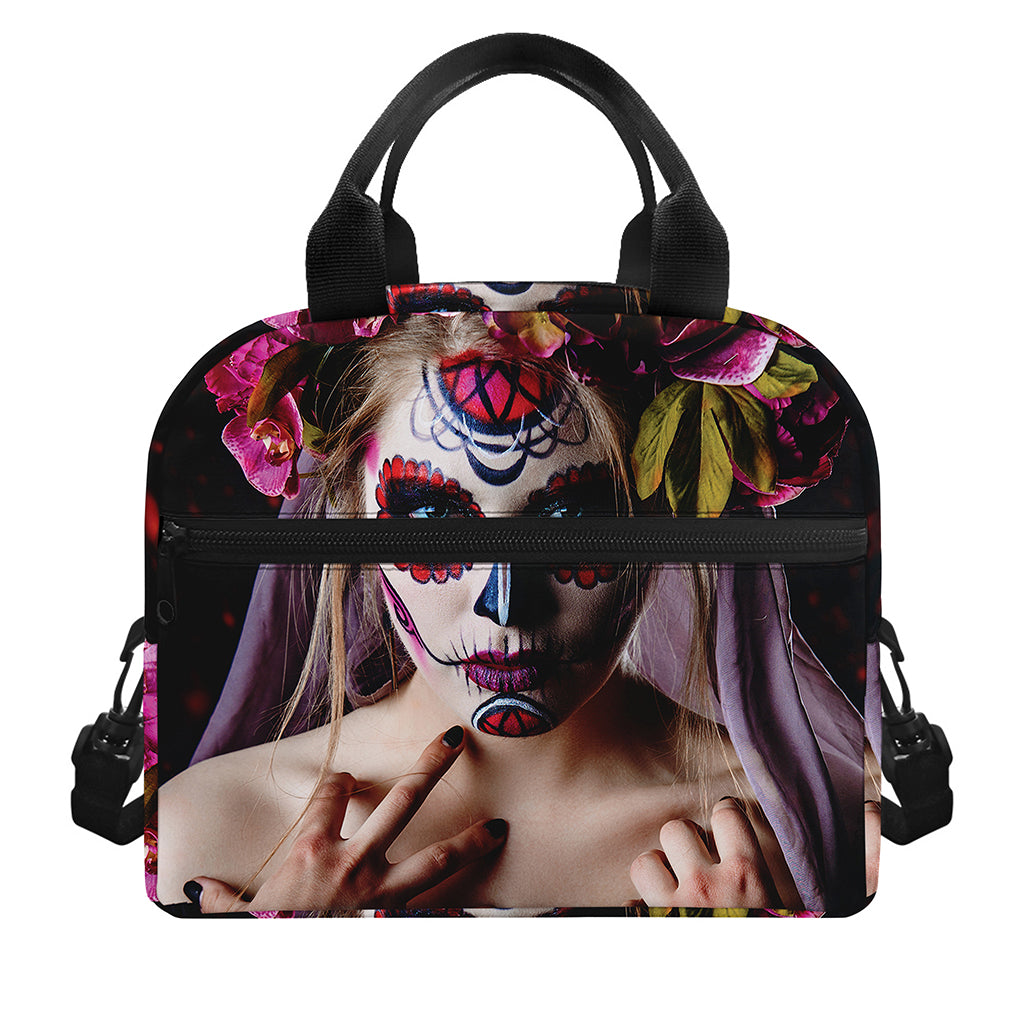 Calavera Girl Day of The Dead Print Insulated Lunch Bag