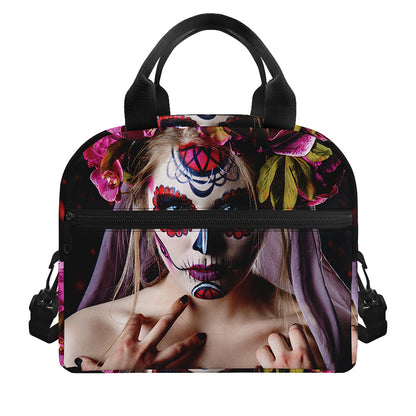 Calavera Girl Day of The Dead Print Insulated Lunch Bag