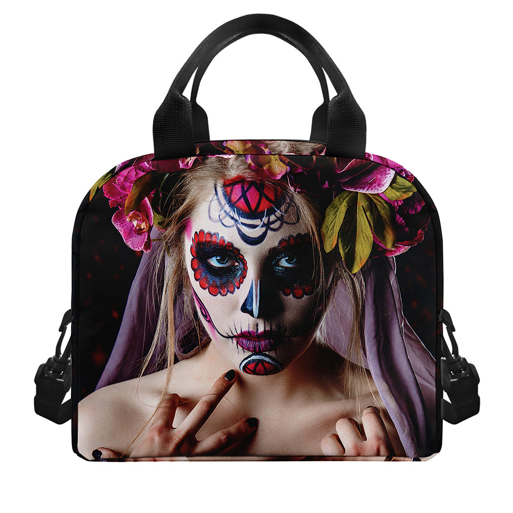 Calavera Girl Day of The Dead Print Insulated Lunch Bag
