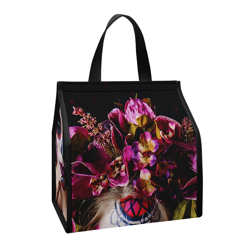 Calavera Girl Day of The Dead Print Insulated Lunch Tote