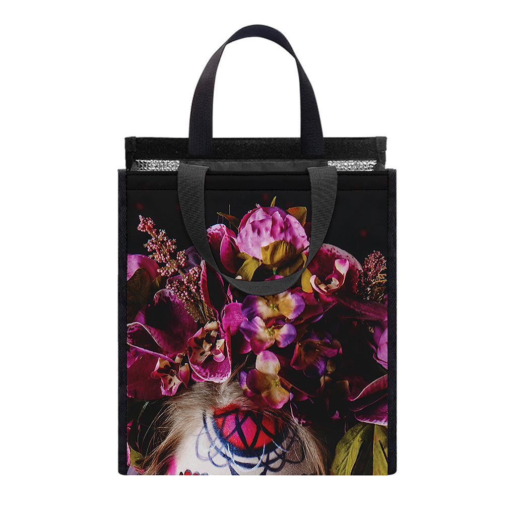 Calavera Girl Day of The Dead Print Insulated Lunch Tote