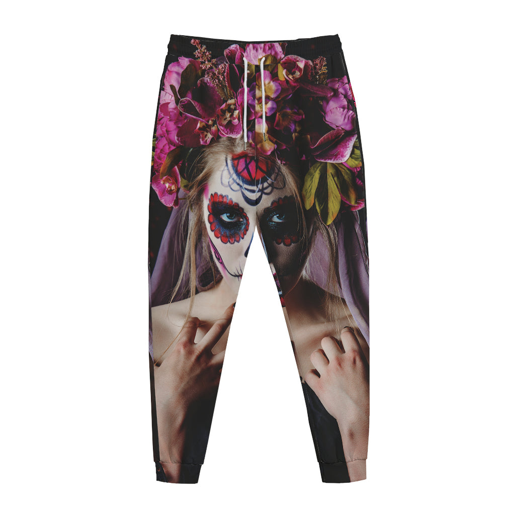 Calavera Girl Day of The Dead Print Jogger Pants