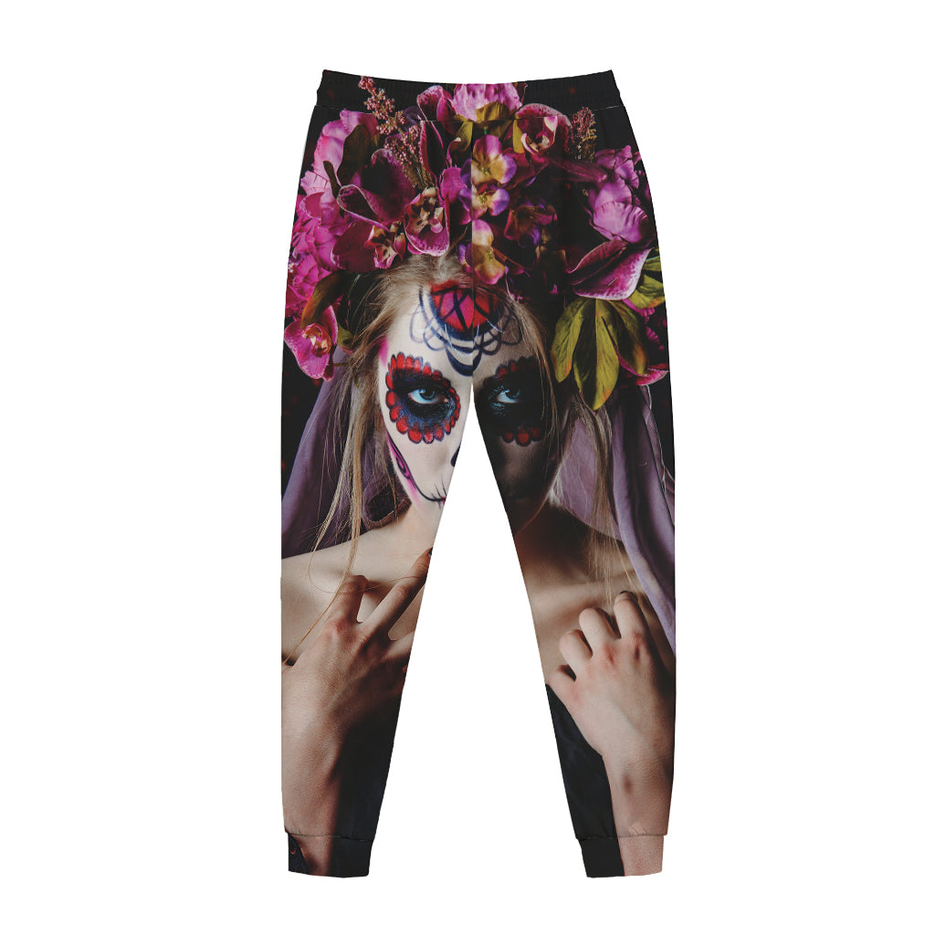 Calavera Girl Day of The Dead Print Jogger Pants