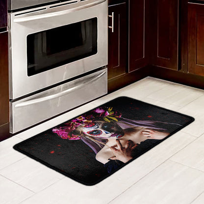 Calavera Girl Day of The Dead Print Kitchen Mat