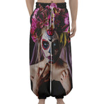 Calavera Girl Day of The Dead Print Lantern Pants