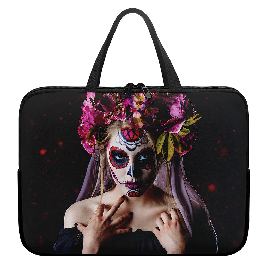 Calavera Girl Day of The Dead Print Laptop Sleeve With Handle