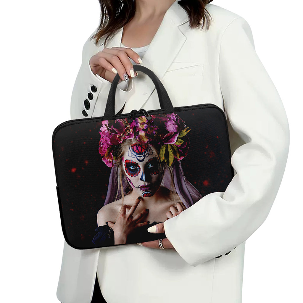 Calavera Girl Day of The Dead Print Laptop Sleeve With Handle