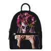 Calavera Girl Day of The Dead Print Leather Backpack