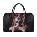 Calavera Girl Day of The Dead Print Leather Duffel Bag