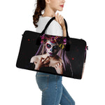 Calavera Girl Day of The Dead Print Leather Duffle Bag