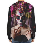 Calavera Girl Day of The Dead Print Long Sleeve Baseball Jersey