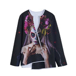 Calavera Girl Day of The Dead Print Long Sleeve Short Coat