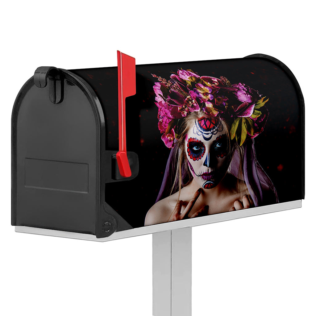 Calavera Girl Day of The Dead Print Mailbox Cover