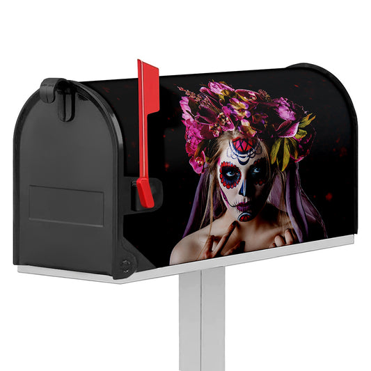 Calavera Girl Day of The Dead Print Mailbox Cover