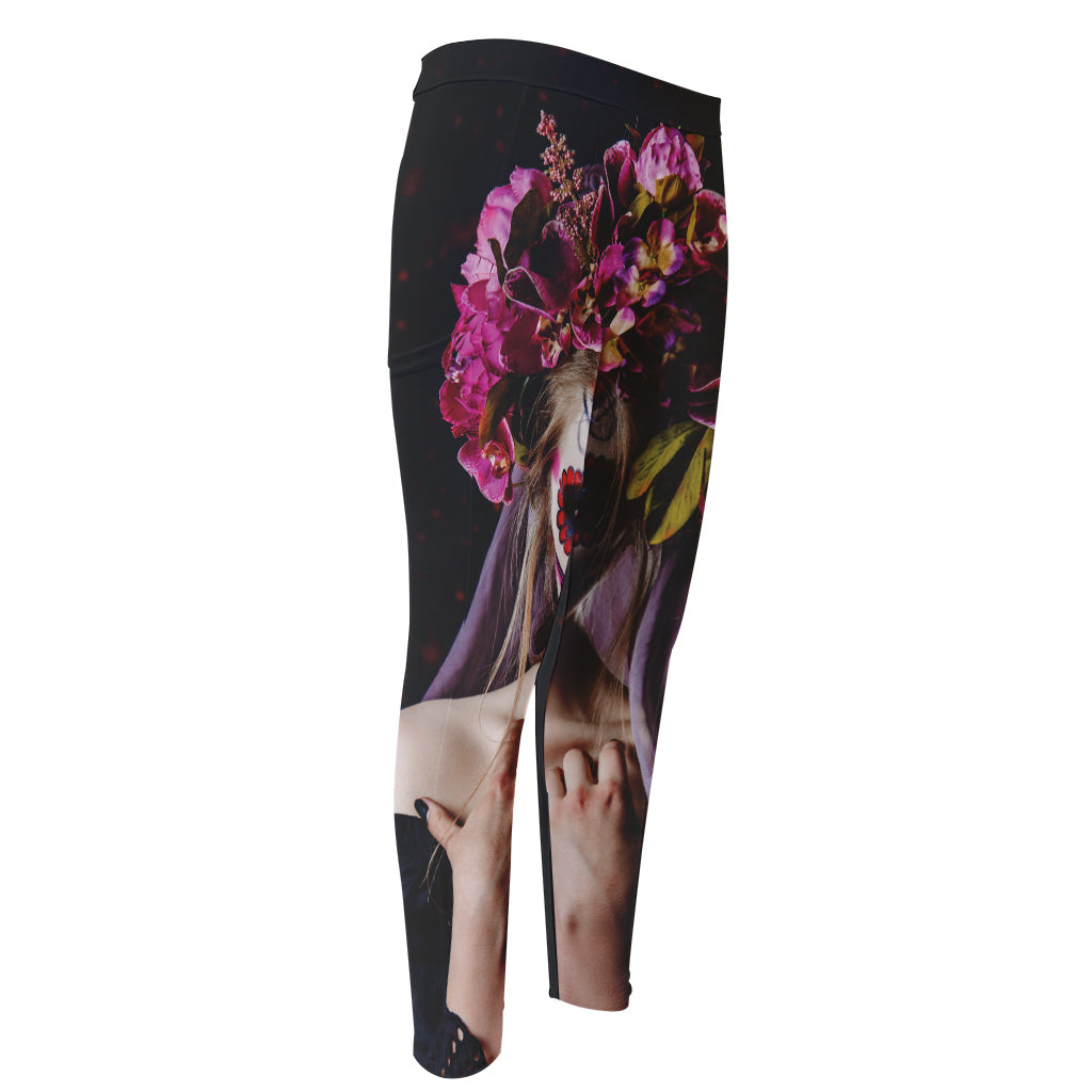 Calavera Girl Day of The Dead Print Men's Compression Pants