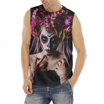 Calavera Girl Day of The Dead Print Men's Fitness Tank Top