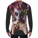 Calavera Girl Day of The Dead Print Men's Long Sleeve T-Shirt