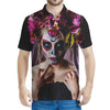 Calavera Girl Day of The Dead Print Men's Polo Shirt