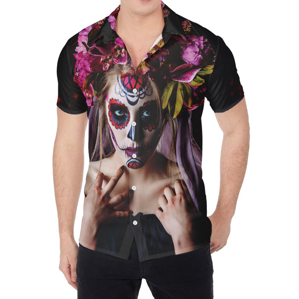 Calavera Girl Day of The Dead Print Men's Shirt