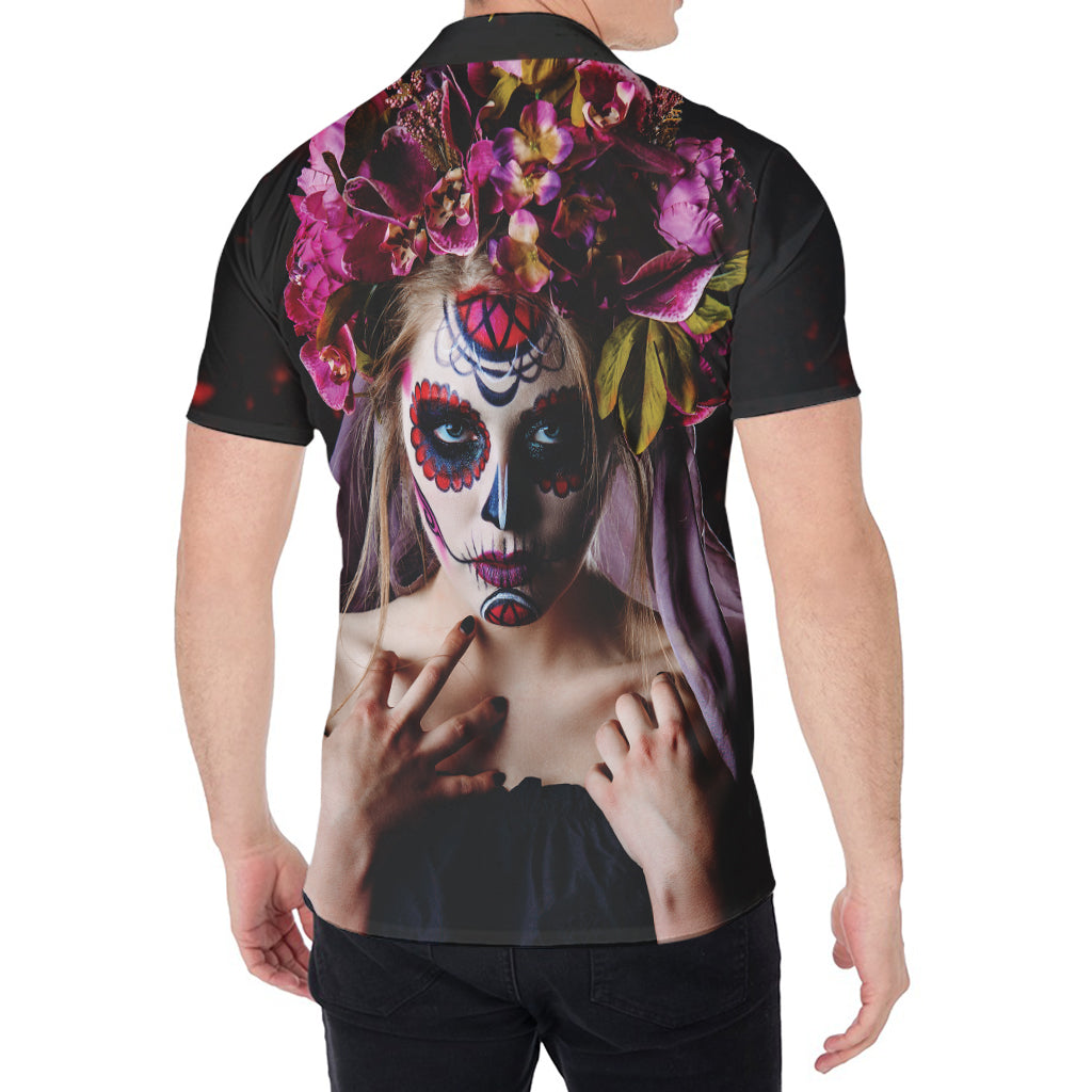 Calavera Girl Day of The Dead Print Men's Shirt