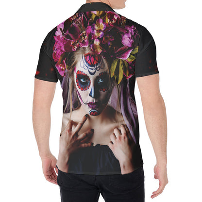 Calavera Girl Day of The Dead Print Men's Shirt
