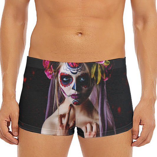 Calavera Girl Day of The Dead Print Men's Short Boxer Briefs