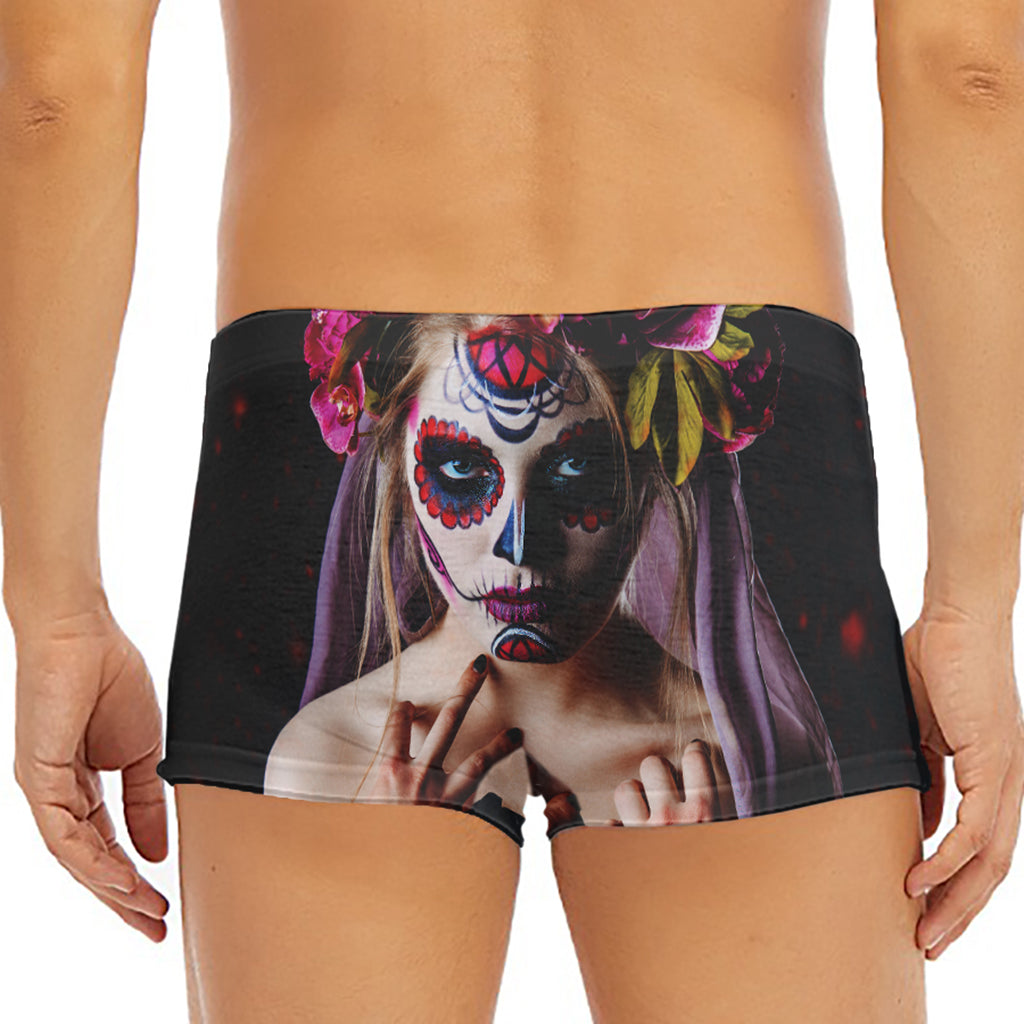 Calavera Girl Day of The Dead Print Men's Short Boxer Briefs
