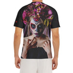 Calavera Girl Day of The Dead Print Men's Short Sleeve Rash Guard