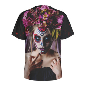 Calavera Girl Day of The Dead Print Men's Sports T-Shirt